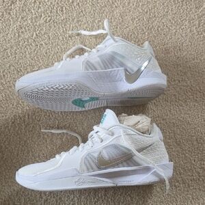 Nike White and Silver Basketball Shoes, Sabrina 2 Shoes